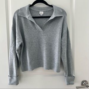 A New Day - Women’s Collared Split Neck Pullover Sweater - Gray M